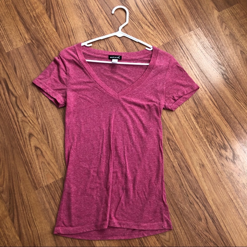 Wet Seal V Neck T Pink (not striped)